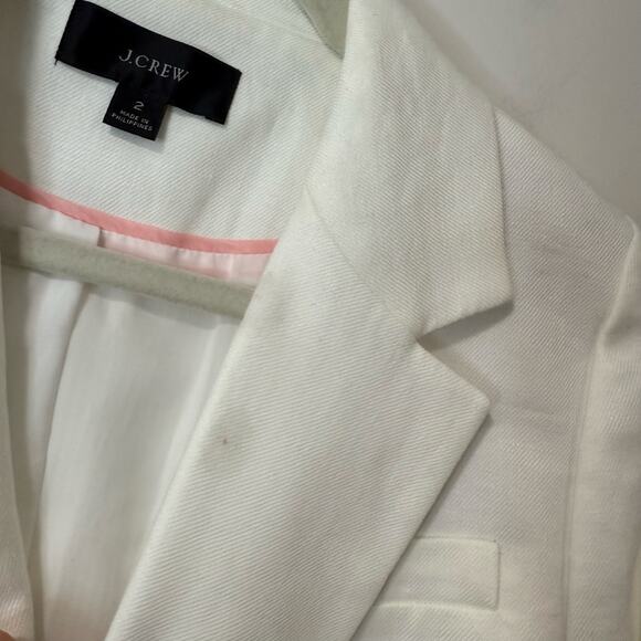 J. Crew Women's Bristol Blazer Stretch Linen Blend White Double Breasted Gold 2 - Picture 7 of 8
